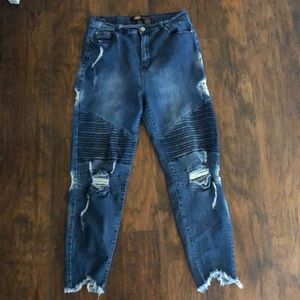 Big But Adorable Distressed Moto Skinny Jeans